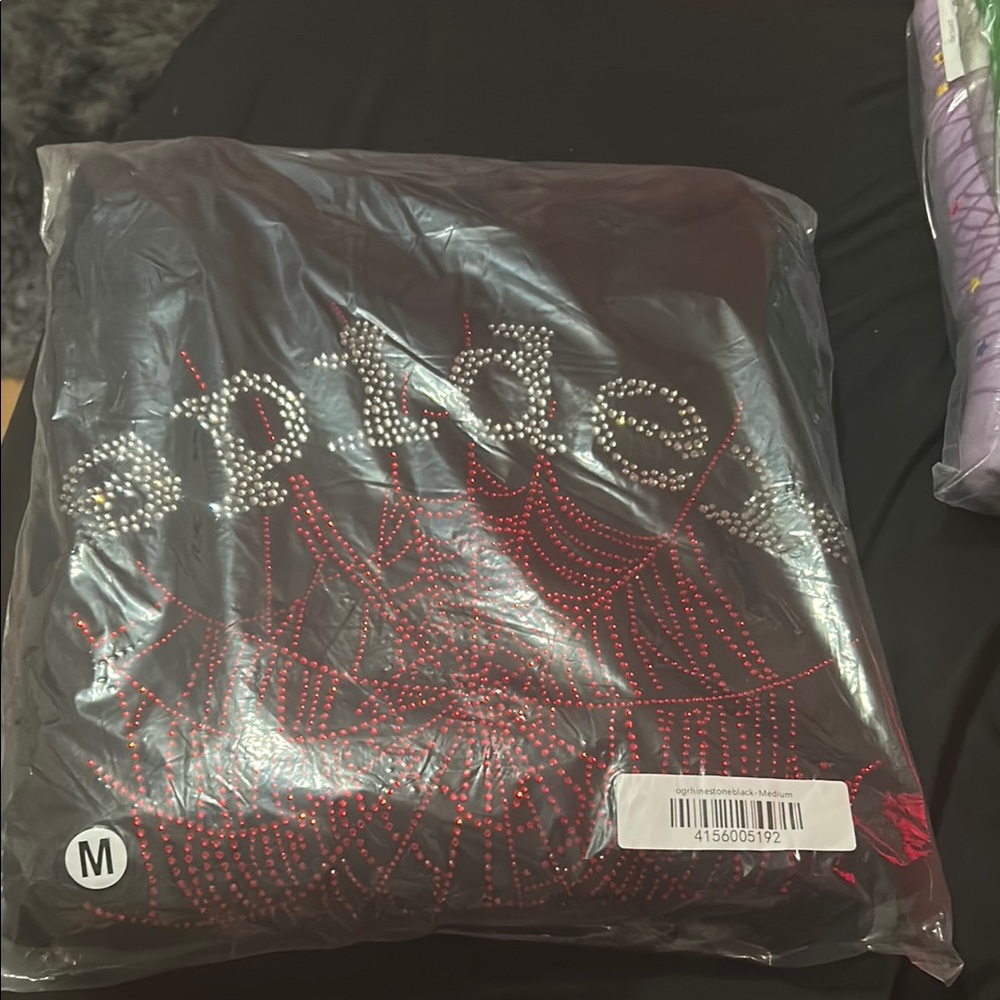 Black Hoodie with Red Spider Web Design